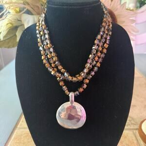 Simon Sebbag 925 Sterling Silver Pendant Multi Strand Beaded Necklace